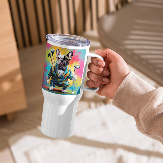 Travel mug with a handle-French Bulldog V2