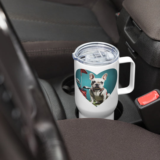 Travel mug with a handle-French Bulldog V6