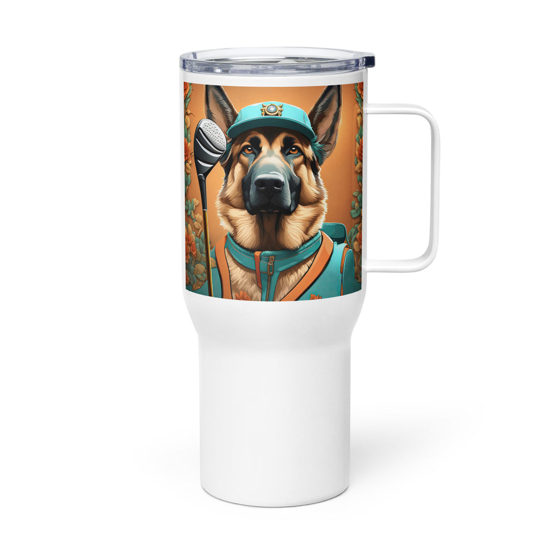 German Shepherd Golfer- Travel mug with a handle