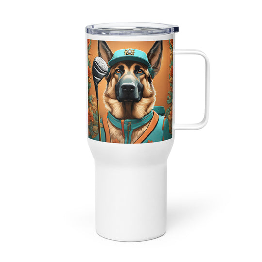 German Shepherd Golfer- Travel mug with a handle