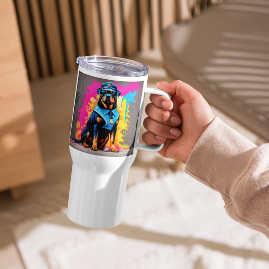 Rottweiler- Travel mug with a handle