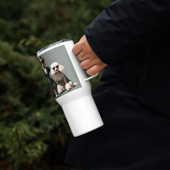Poodle Golfer- Travel mug with a handle v5