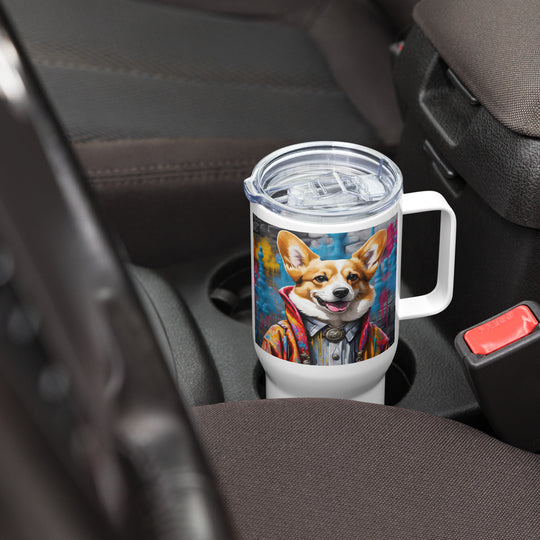 Pembroke Welsh Corgi-Travel mug with a handle v5