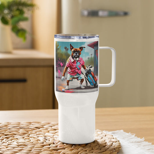 Boxer Golfer- Travel mug with a handle v2