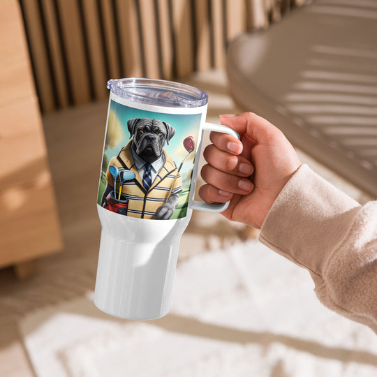 Cane Corso Golfer- Travel mug with a handle v3