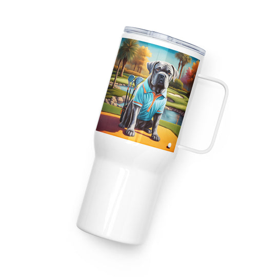 Cane Corso Golfer- Travel mug with a handle v4