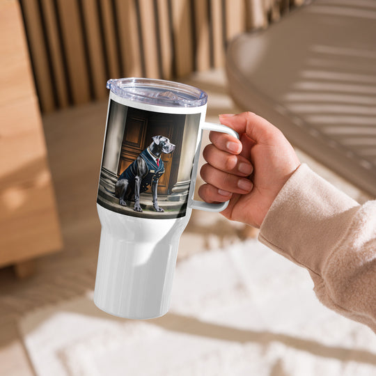 Great Dane- Travel mug with a handle v4