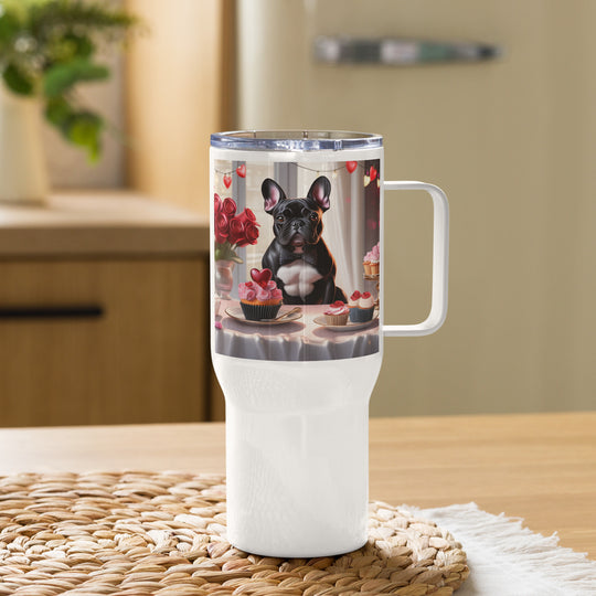 French Bulldog Romantic- Travel mug with a handle v2