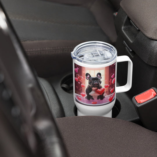 French Bulldog Romantic- Travel mug with a handle v3