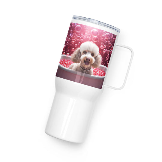 Poodle Romantic- Travel mug with a handle