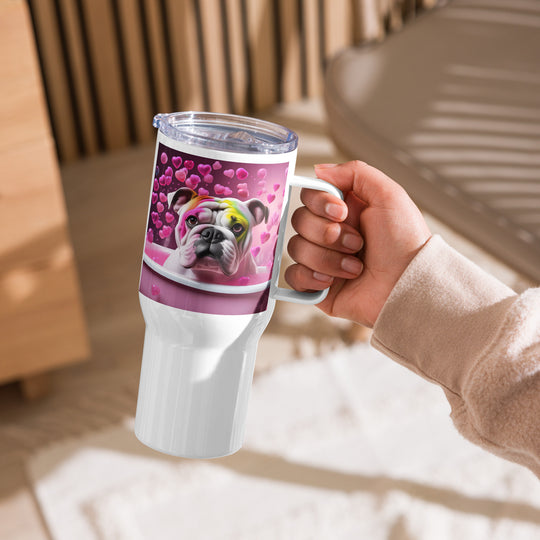 Bulldog Romantic- Travel mug with a handle