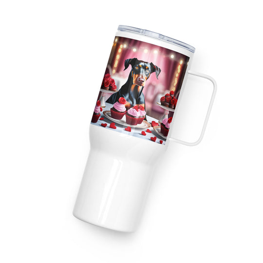 Doberman Pinscher Romantic- Travel mug with a handle v2