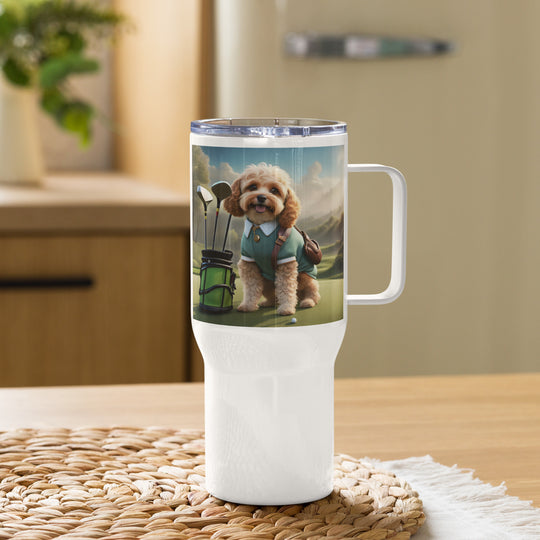 Cavapoo Golfer- Travel mug with a handle