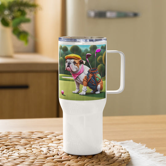 Catahoula Bulldog Golfer- Travel mug with a handle v4