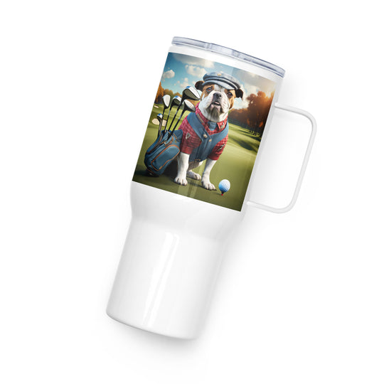 Catahoula Bulldog Golfer- Travel mug with a handle v6