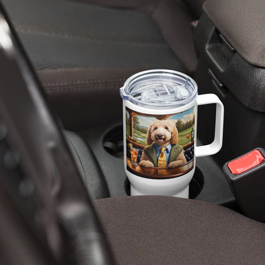 Goldendoodle- Travel mug with a handle v4