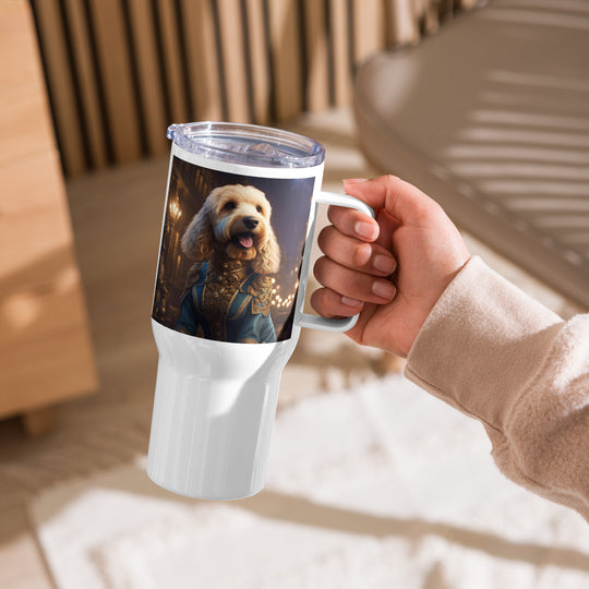 Goldendoodle- Travel mug with a handle v10