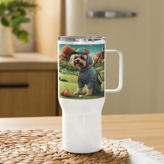 Pekapoo Golfer- Travel mug with a handle v8