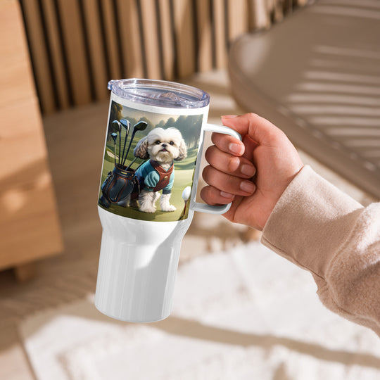 Shih-Poo Golfer- Travel mug with a handle v2