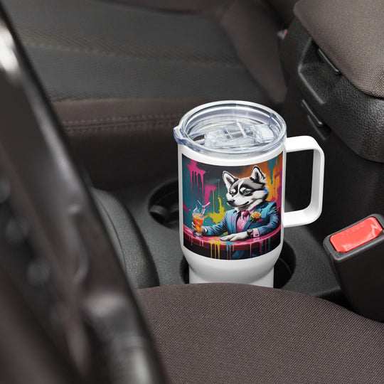 Pomsky General- Travel mug with a handle v7