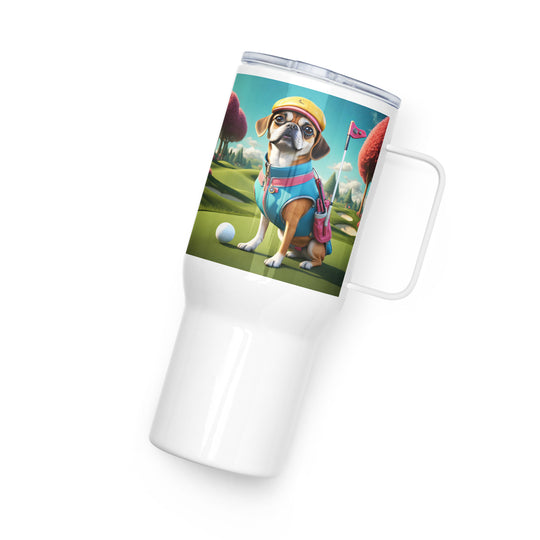 Puggle Golfer- Travel mug with a handle v8