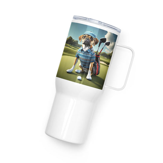 Puggle Golfer- Travel mug with a handle v12