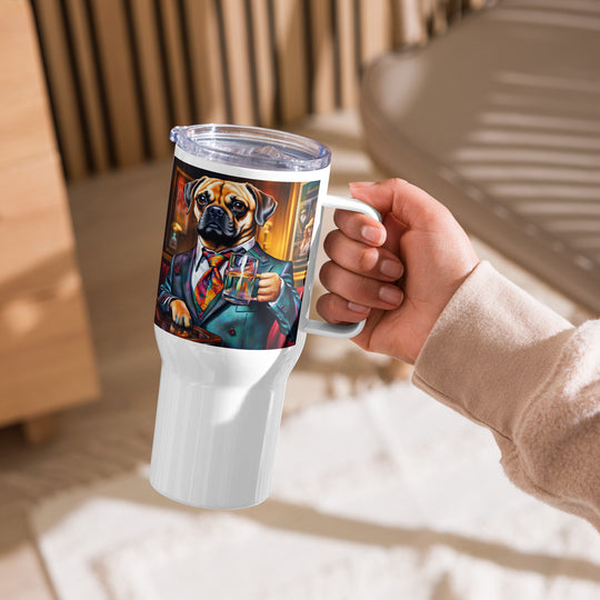 Puggle General- Travel mug with a handle v15