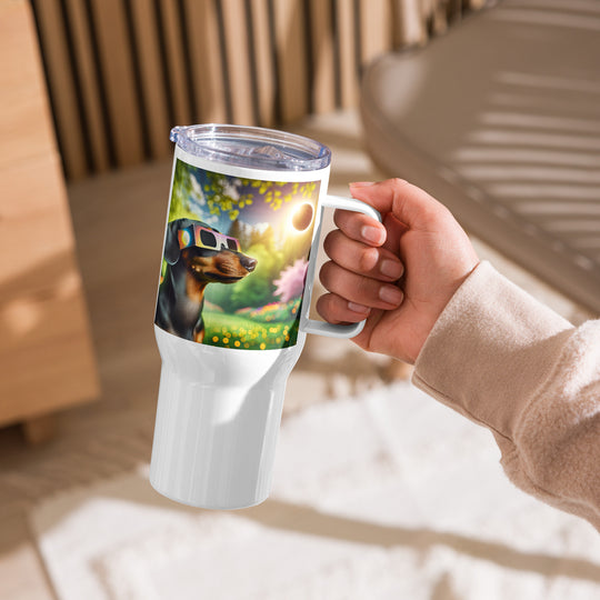 Dachshund Eclipse- Travel mug with a handle v2