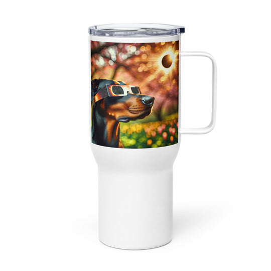 Doberman Pincher Eclipse- Travel mug with a handle v2