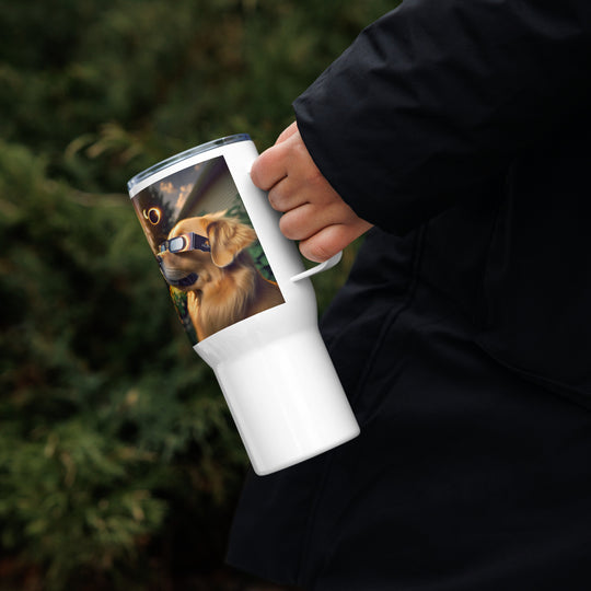 Golden Retriever Eclipse- Travel mug with a handle v2