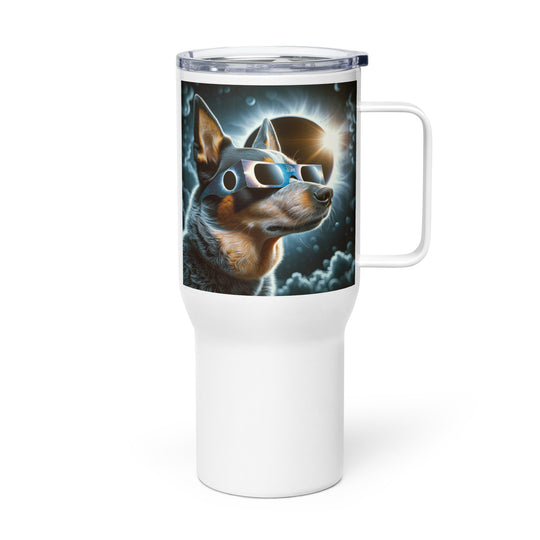 Texas Heeler Eclipse- Travel mug with a handle v2