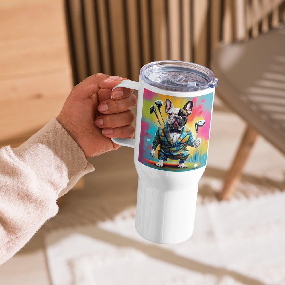 Travel mug with a handle-French Bulldog V2