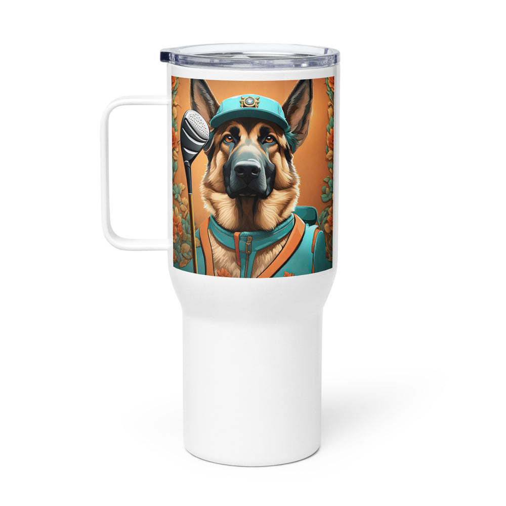 German Shepherd Golfer- Travel mug with a handle