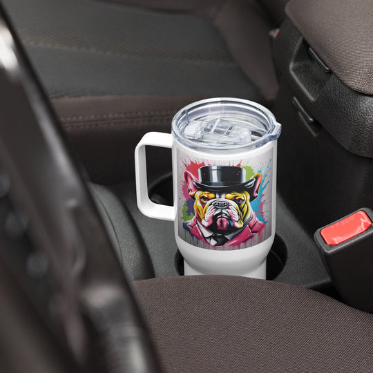 Bulldog- Travel mug with a handle v4