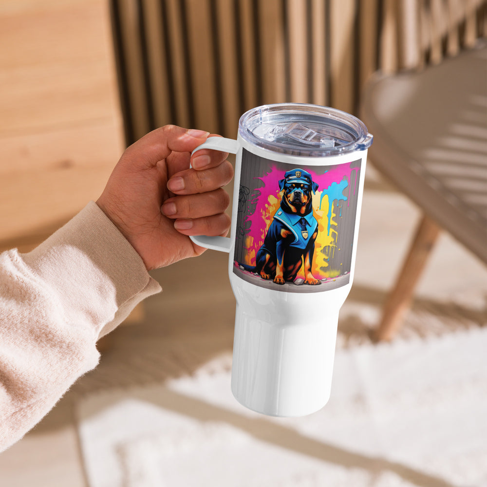 Rottweiler- Travel mug with a handle