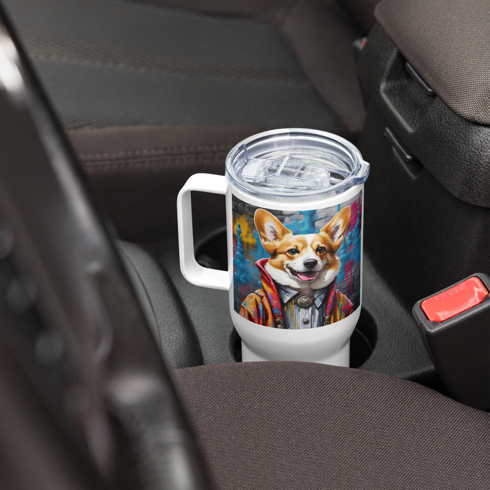Pembroke Welsh Corgi-Travel mug with a handle v5