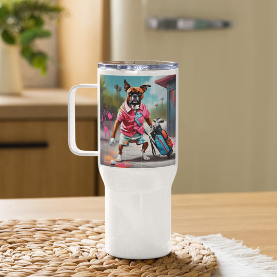 Boxer Golfer- Travel mug with a handle v2