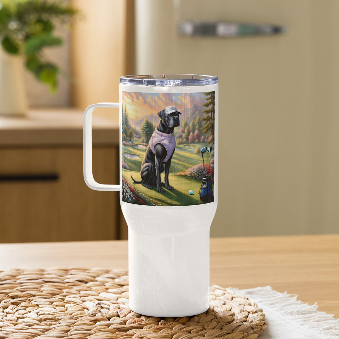 Cane Corso Golfer- Travel mug with a handle v2