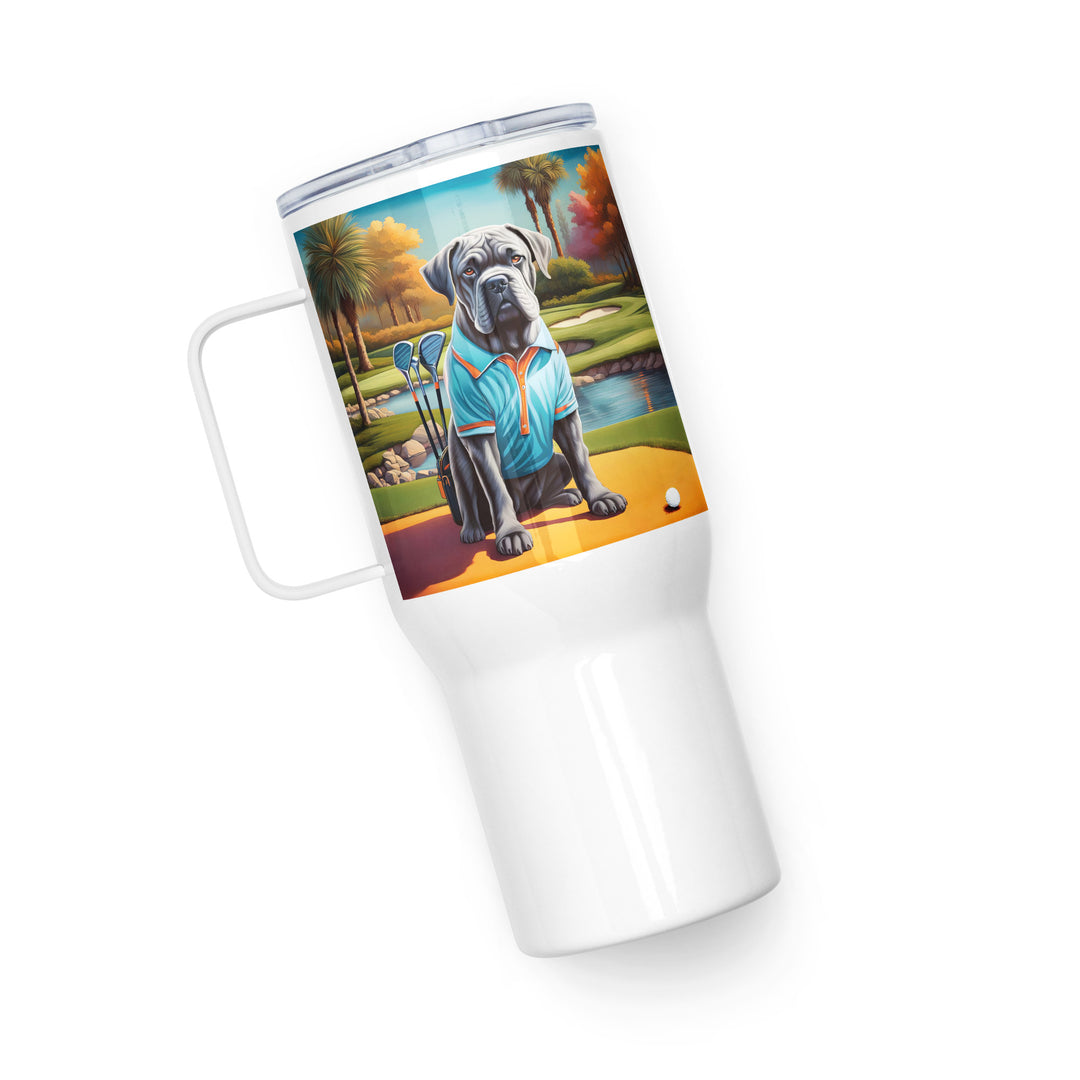 Cane Corso Golfer- Travel mug with a handle v4