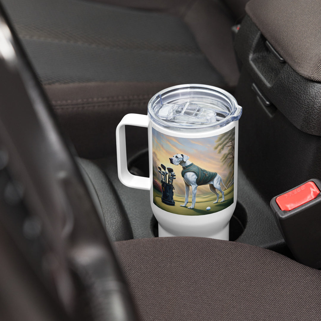 Great Dane Golfer- Travel mug with a handle v3