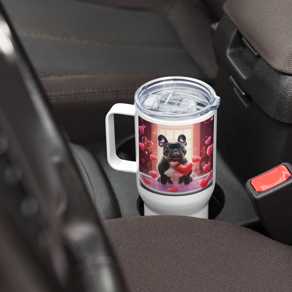 French Bulldog Romantic- Travel mug with a handle v3