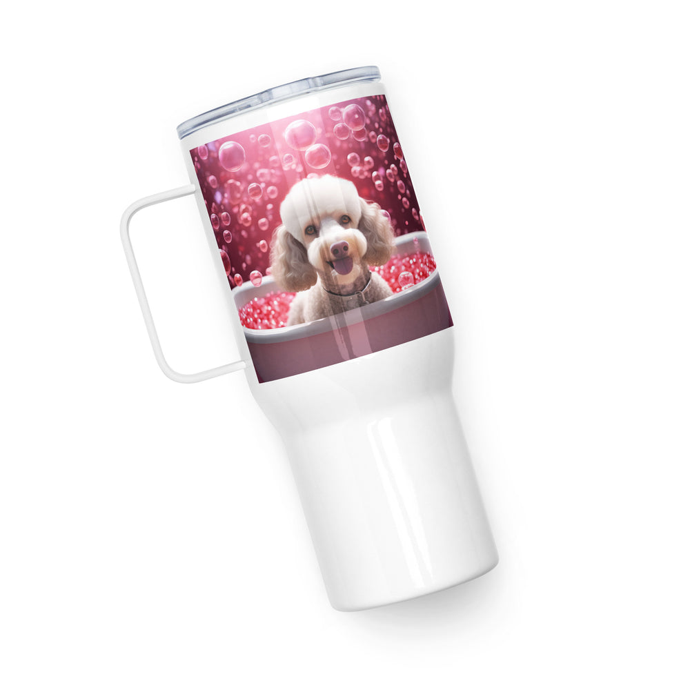 Poodle Romantic- Travel mug with a handle