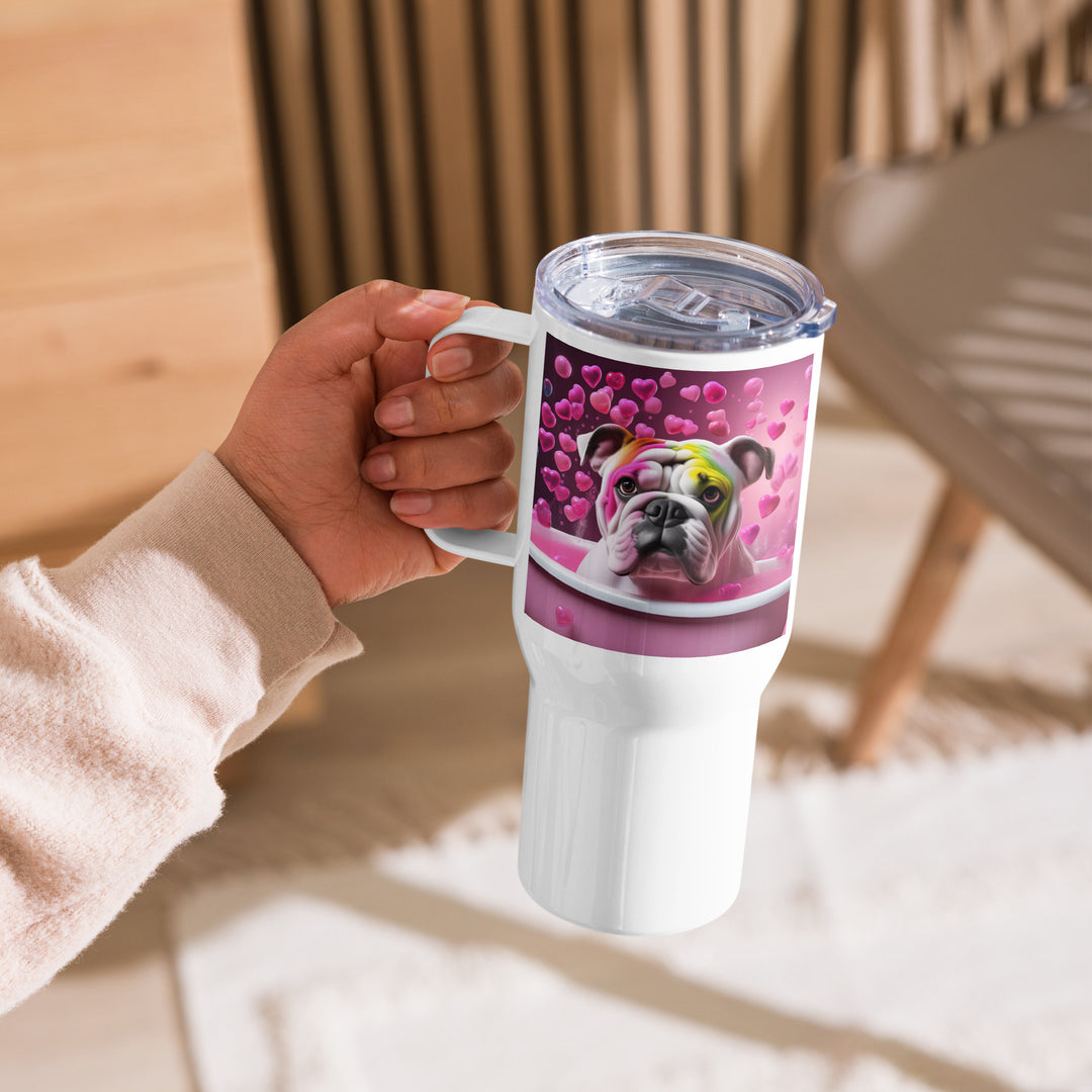 Bulldog Romantic- Travel mug with a handle