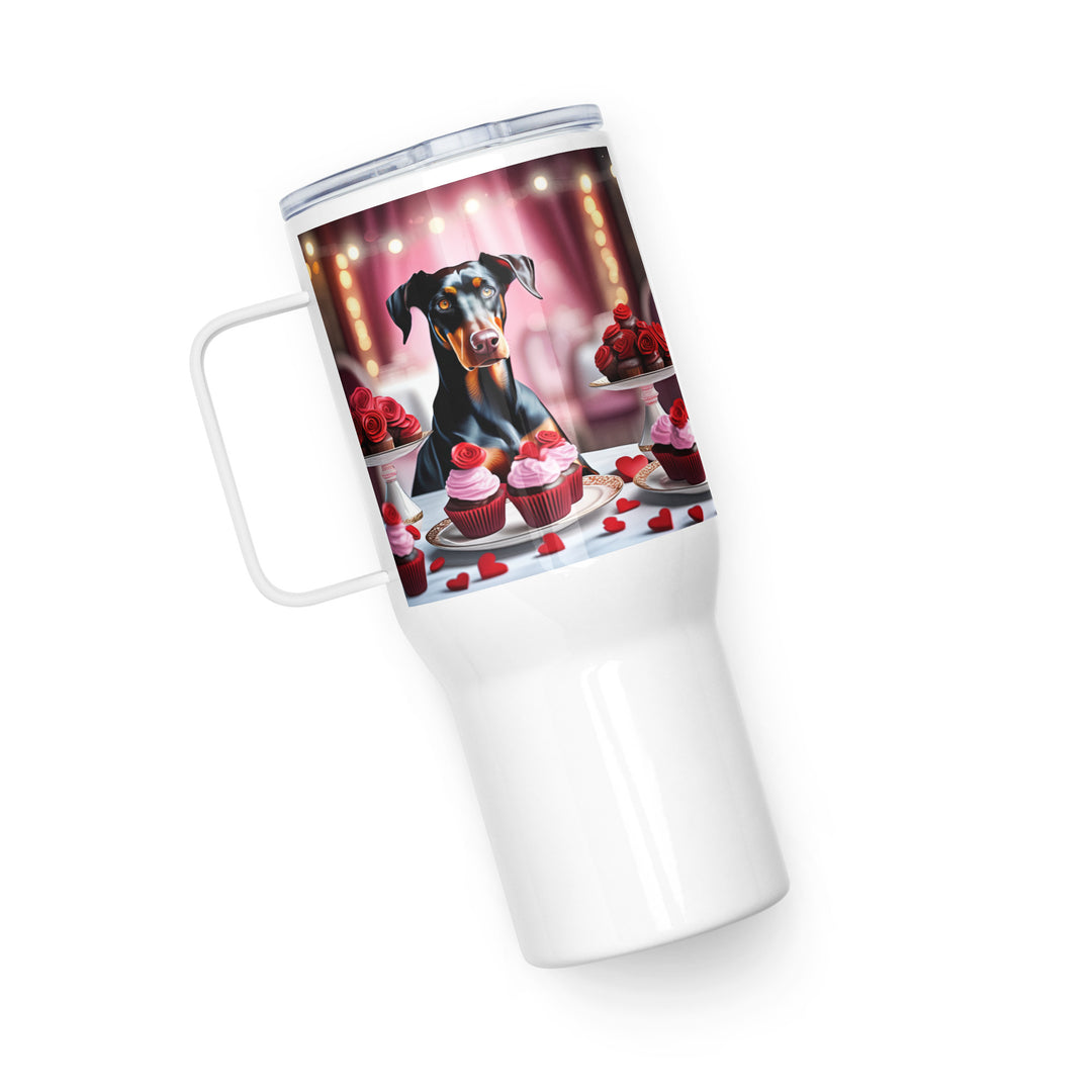 Doberman Pinscher Romantic- Travel mug with a handle v2