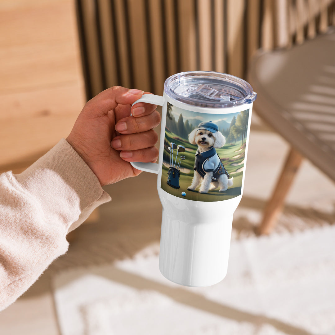 Cavachon Golfer- Travel mug with a handle v4