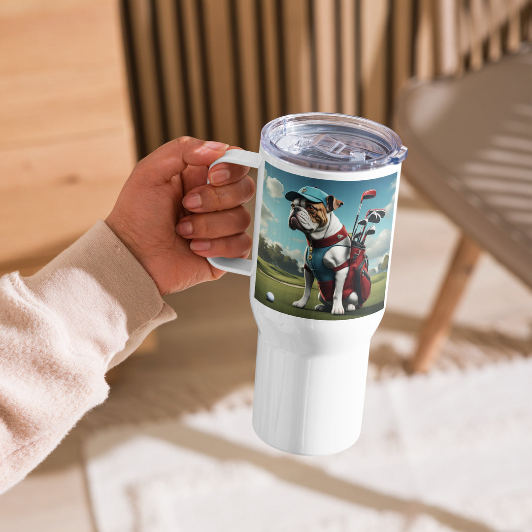 Catahoula Bulldog Golfer- Travel mug with a handle