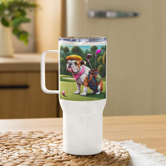 Catahoula Bulldog Golfer- Travel mug with a handle v4