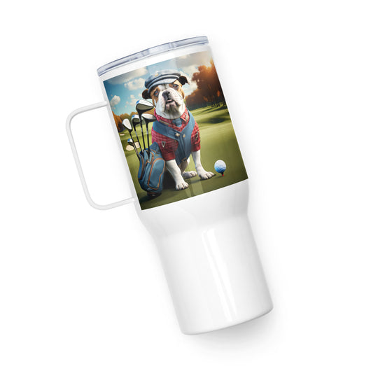 Catahoula Bulldog Golfer- Travel mug with a handle v6