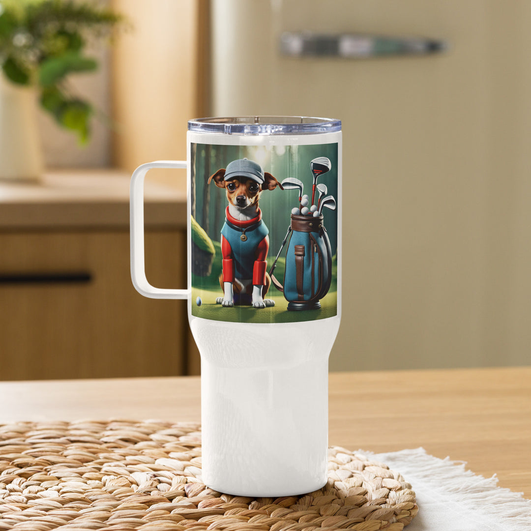 Chiweenie Golfer- Travel mug with a handle