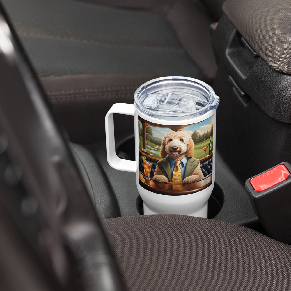 Goldendoodle- Travel mug with a handle v4